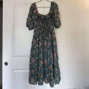 Free People Oasis Printed Midi Dress - XL - Green Combo